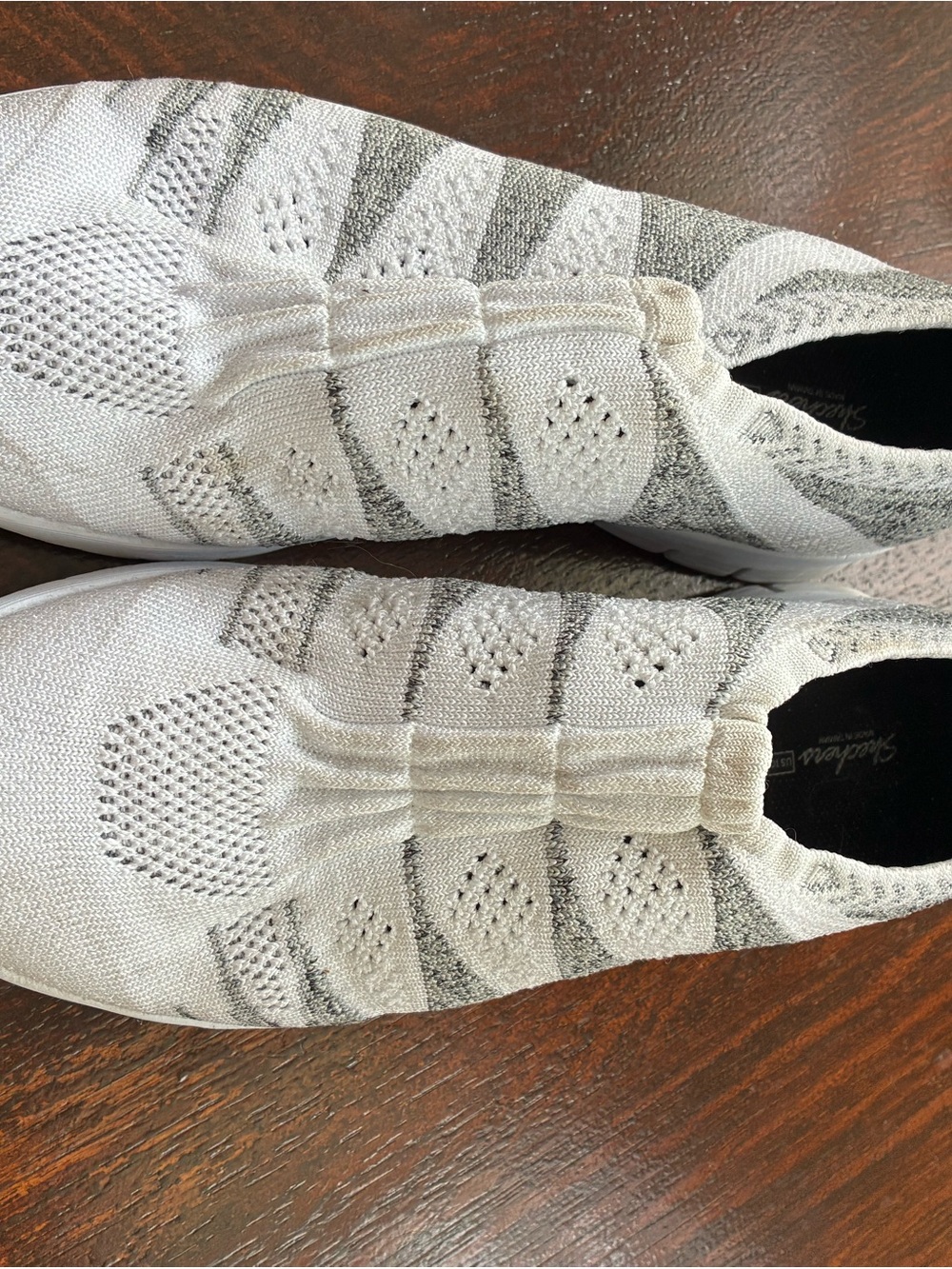 Skechers Women's Slip-On Knit Sneakers - White and Gray
